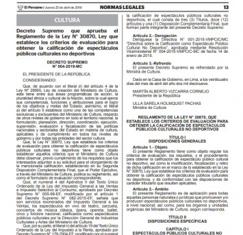 Reglamento de la Ley N° 30870